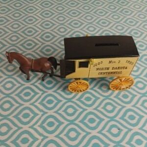 North Dakota Centennial Stagecoach Coin Bank Vintage